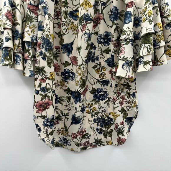 MISA Los Angeles Amal Multicolor Floral Off the Shoulder Ruffle Mini Dress Sz XS - Picture 4 of 12